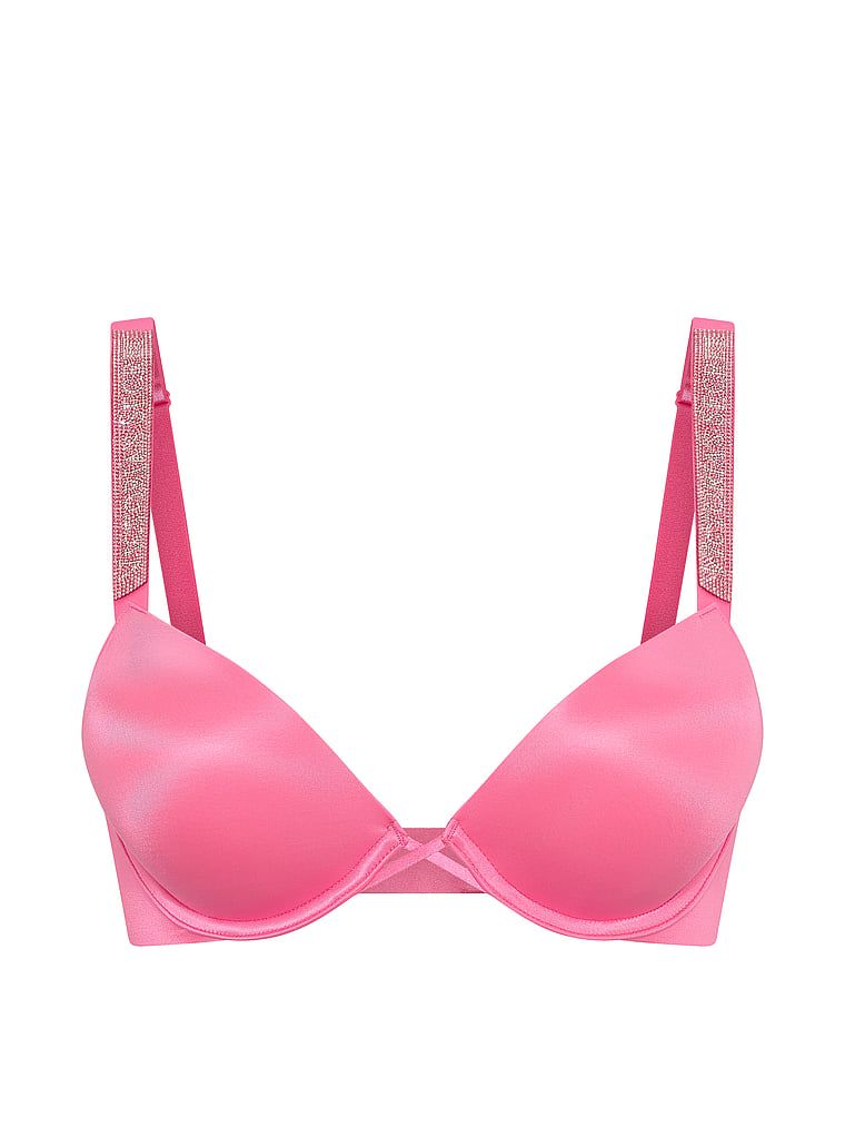 Push-up grudnjak za povećanje veličine 2 veličine Bombshell sjajni naramenice. Proizvod je ružičaste boje i dolazi iz kolekcije Very Sexy.
