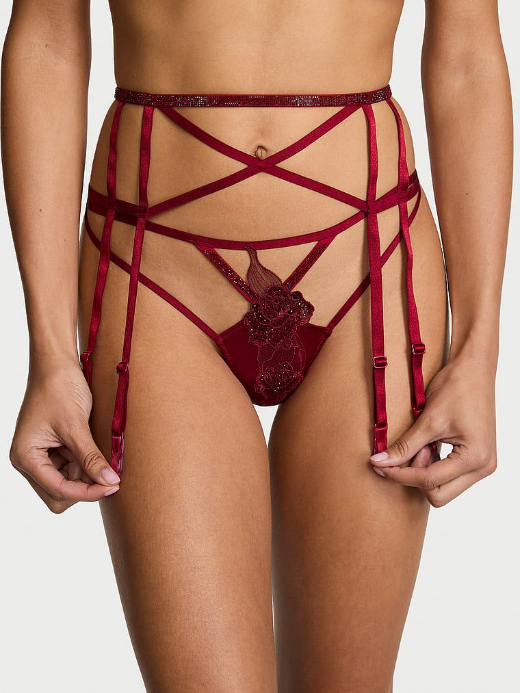 Very Sexy Scarlet Shine remen za podvezice s trakicama