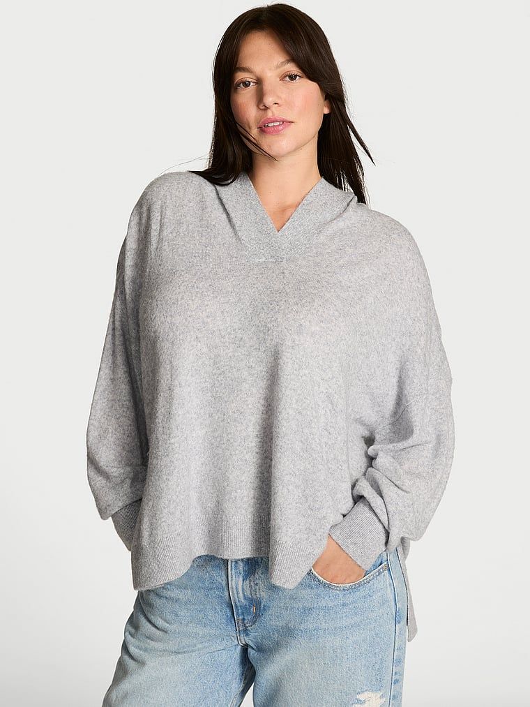 Victoria's Secret Pulover s kapuljačom i V izrezom Luxe Knit