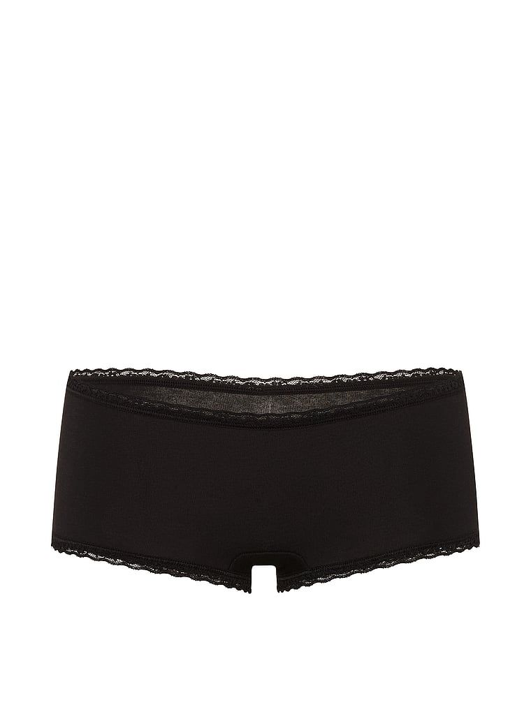 Pamučne kratke hlače s čipkom na rubovima, čipkaste Boyshorts. Proizvod je crne boje i dolazi iz kolekcije Lace Trim.