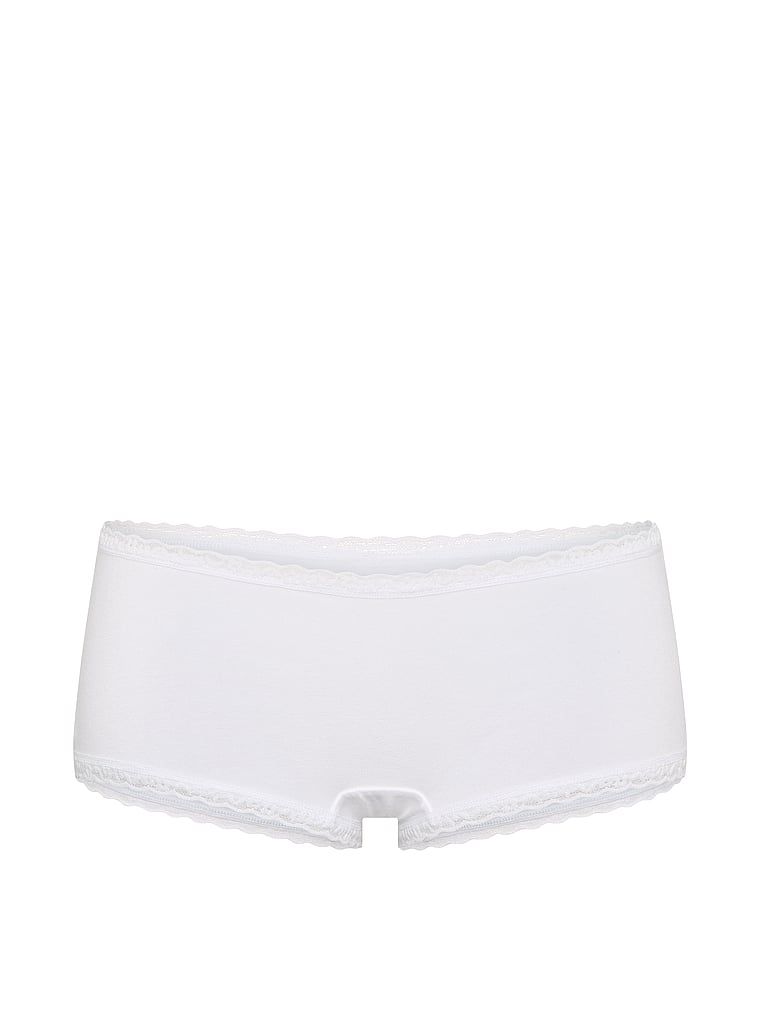 Pamučne kratke hlače s čipkom na rubovima, čipkaste Boyshorts. Proizvod je bijele boje i dolazi iz kolekcije Lace Trim.