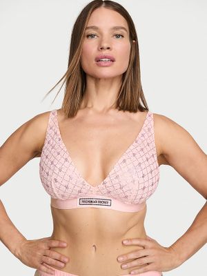 T-shirt Čipkasti bralette grudnjak bez žice s dubokim V-izrezom i sjajnim logotipom