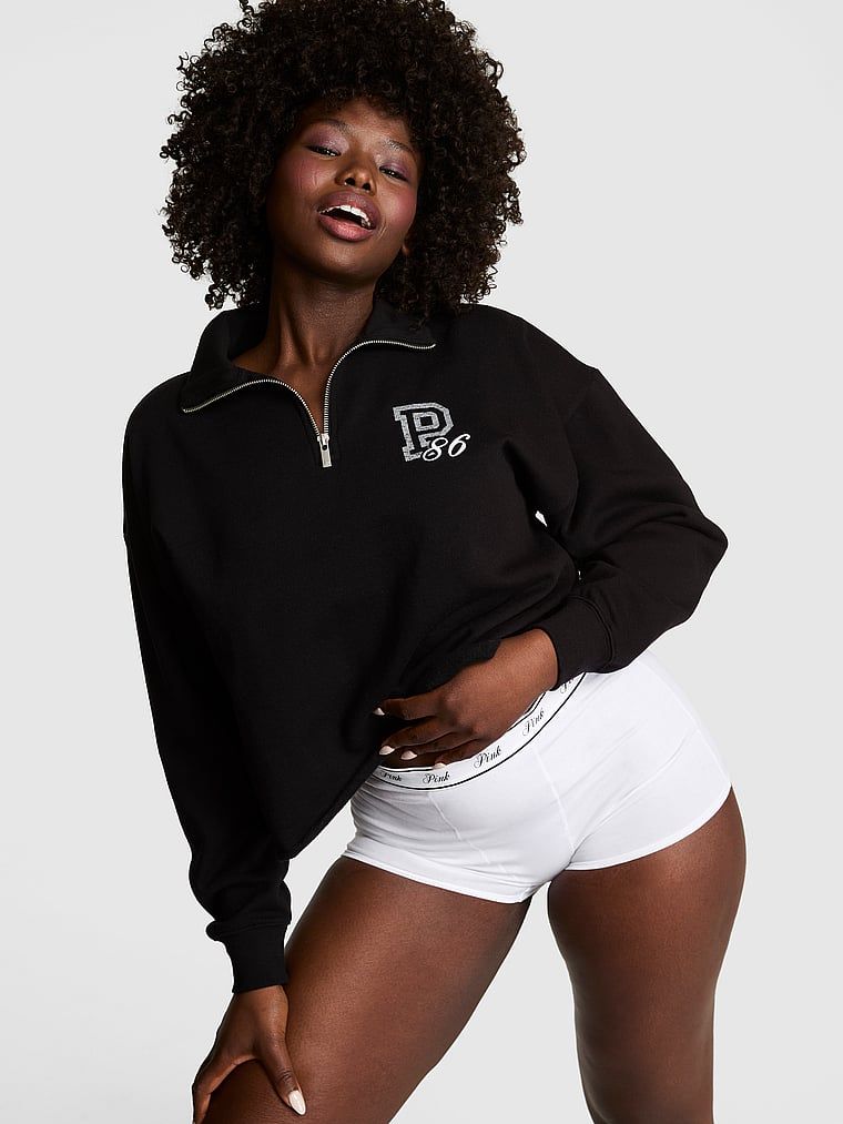 PINK Campus Fleece Quarter-Zip Straight-Cut majica