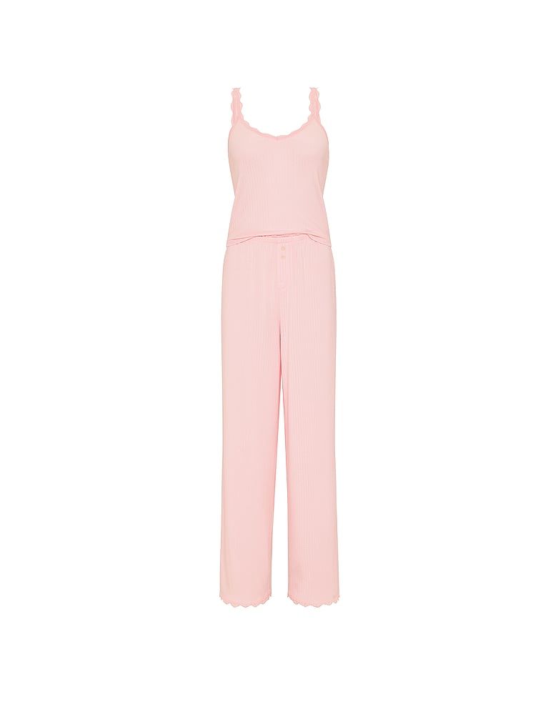 Set za spavanje - top s remenčićima i duge Pointelle hlače. Proizvod je ružičaste boje i dolazi iz Victoria's Secret kolekcije.