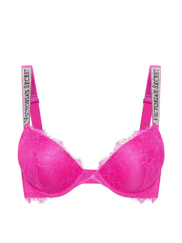 Push-up čipkasti grudnjak za povećanje veličine Bombshell Shine Strap. Proizvod je ružičaste boje i dolazi iz kolekcije Very Sexy.