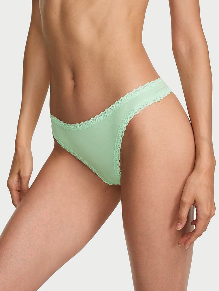 Lace Trim Pamučne tange s čipkastim strukom