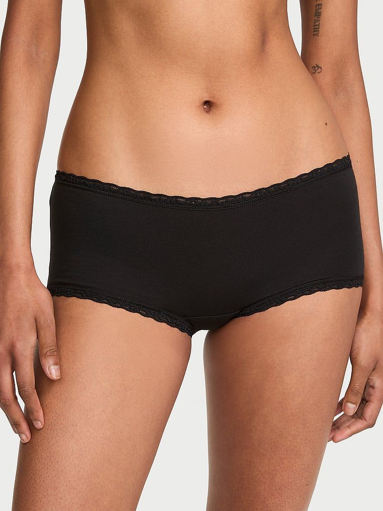Lace Trim Pamučne bokserice s čipkastim obrubom