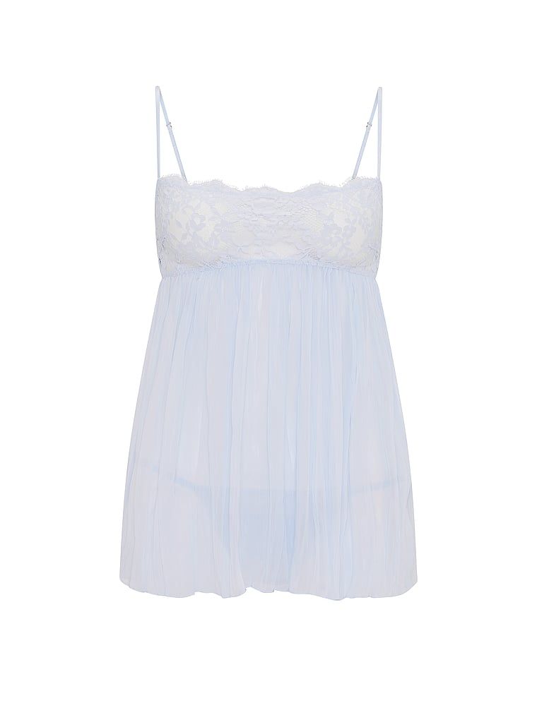Dream Lace plisirana babydoll podsuknja i tange. Proizvod je plave boje i dolazi iz kolekcije Dream Angels.
