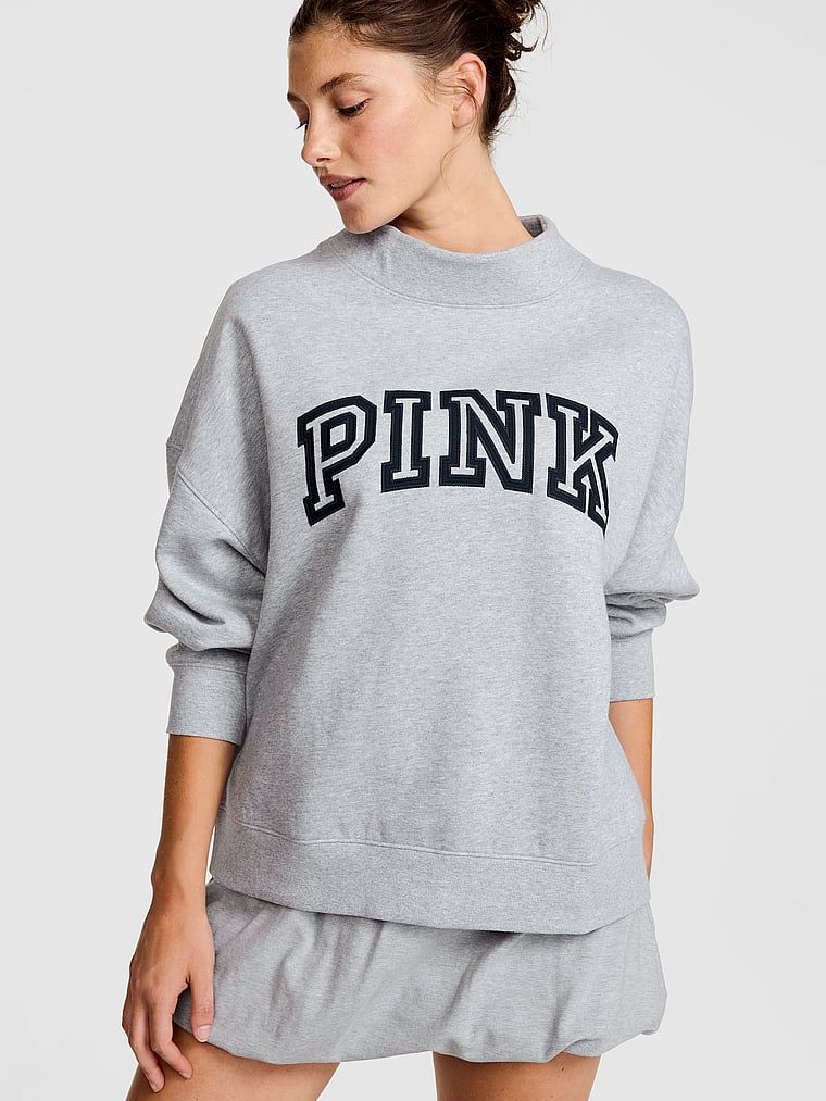 PINK Oversized majica s povišenim ovratnikom Campus Fleece