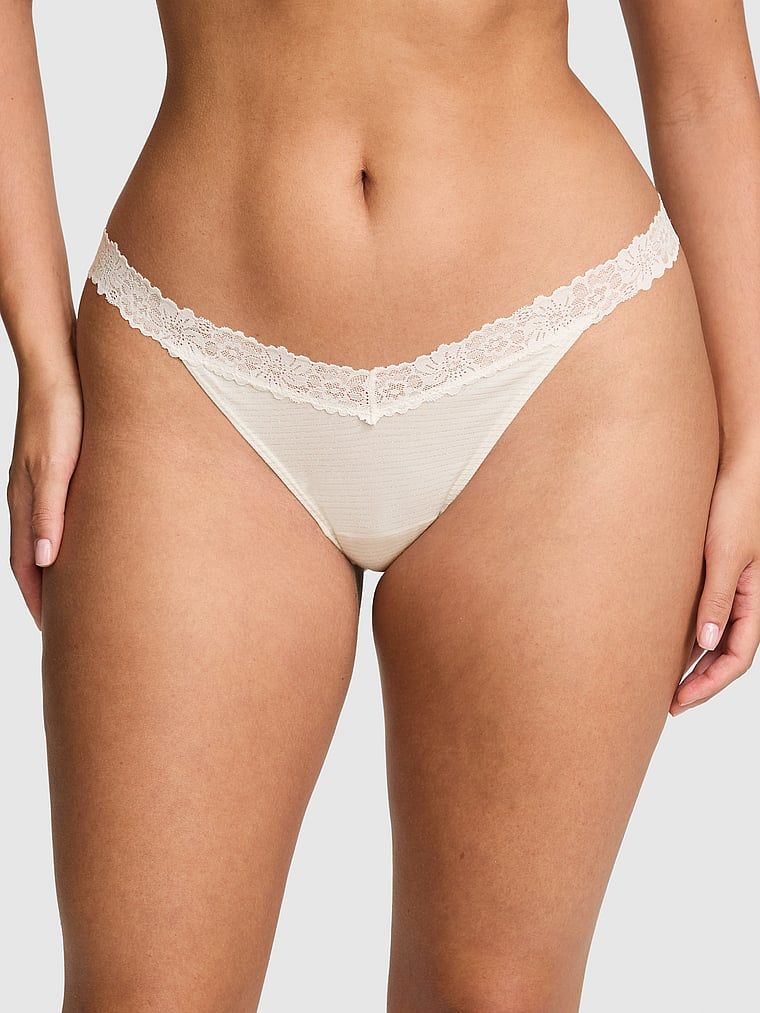 PINK Pamučne tanga gaćice s čipkom