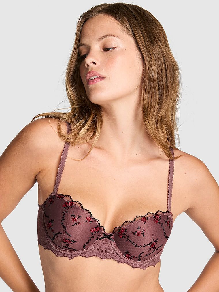 Lagano podstavljeni balconette grudnjak PINK Wink