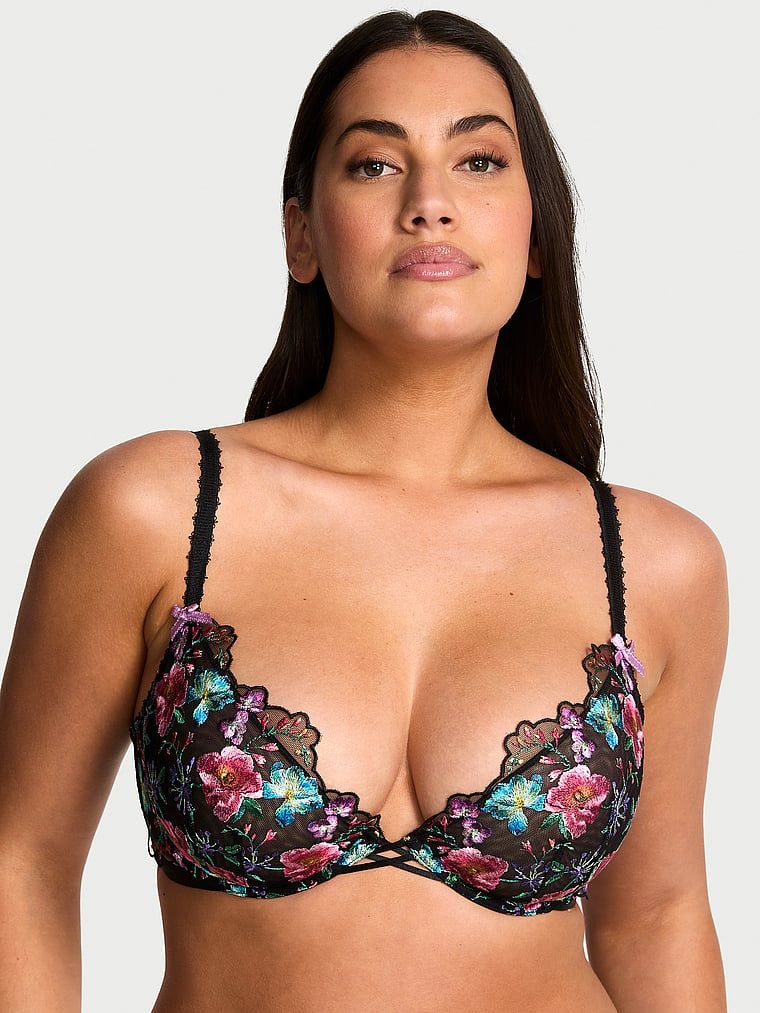 Very Sexy Dark Blossom nepodstavljeni demi grudnjak dubokog izreza s vezom
